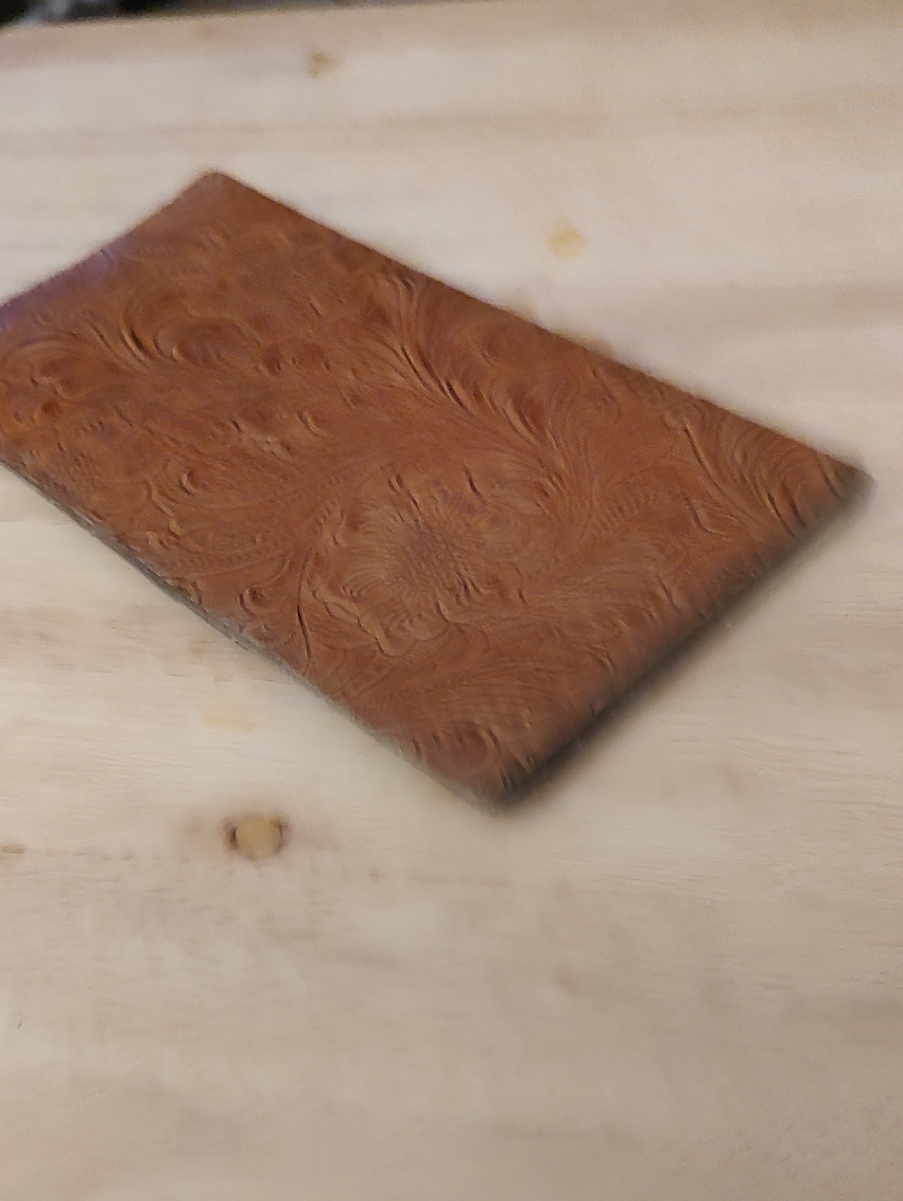 Embossed Brown Leather Passport Wallet